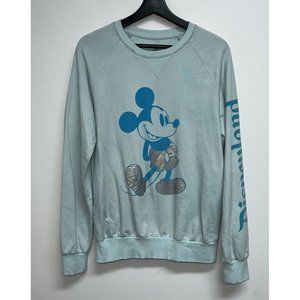 Disney Parks DisneyLand Mickey Mouse Pullover Crew Sweatshirt Size S Blue Silver